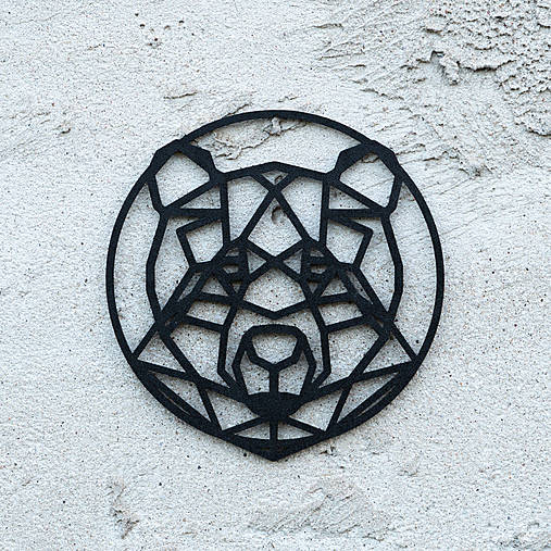 Obrazy - POLLY - geometrický obraz na stenu - Medveď (M - 240x240x2 mm, 25 g - čierna - Čierna) - 13837777_