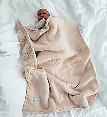 Detský textil - BASIC Bežovo-smotanová "Tuľkacia"  mušelínová deka s jemným barančekom 65x90cm - 13844415_
