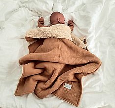 Detský textil - BASIC Karamel "Tuľkacia"  mušelínová deka s jemným barančekom 65x90cm - 13844465_
