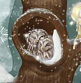 Grafika - Grafika- print - Celú zimu prespí- veverička a sova - 13842315_