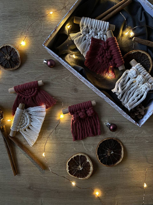 Dekorácie - Makrame Vianočné ozdoby na stromček - 13841851_