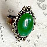 Prstene - Green Jade Vintage Bronze Ring / Prsteň so zeleným jadeitom - 13847441_