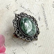 Prstene - Seraphinite Vintage Bronze Ring / Prsteň s pravým serafinitom (Č.4) - 13845477_