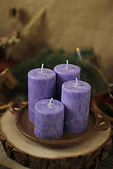 Sviečky - Mrazivé adventné sviečky (tmavofialové) - 13848140_