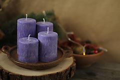 Sviečky - Mrazivé adventné sviečky (tmavofialové) - 13848142_