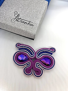 Brošne - Šujtášová brošňa Farfalla violett - 13846144_