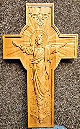 Dekorácie - Drevorezba Kríž Jesus  (300 x 180 x 30) - 13847162_