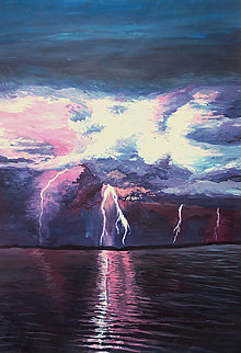 Obrazy - Búrka, akrylová maľba - 13848819_