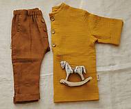 Detské oblečenie - Detské ľanové nohavice Slávik (prírodná) - 13849383_