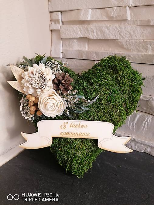 Dekorácie - Machove smútočné srdce 20cm s nápisom 2typ - 13848280_