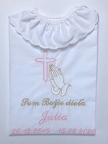 Detské oblečenie - Košieľka na krst K44 ružovo-zlatá - 13846882_