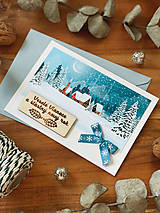 Papiernictvo - Vianočná pohľadnica Zasnežená krajinka - 13851803_
