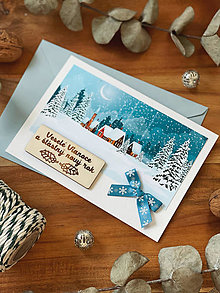 Papiernictvo - Vianočná pohľadnica Zasnežená krajinka - 13851803_