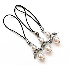Kľúčenky - Prívesok perličkový anjelik (biela) - 13852868_