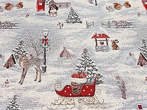 Úžitkový textil - Vianočný obrus Zasnežená zimná príroda so zvieratkami - 13853346_
