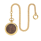 Náramky - Vreckové drevené hodinky Skelett Gold - 13851740_