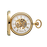 Náramky - Vreckové drevené hodinky Skelett Gold - 13851741_