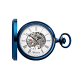 Náramky - Vreckové drevené hodinky Skelett Blue - 13851888_