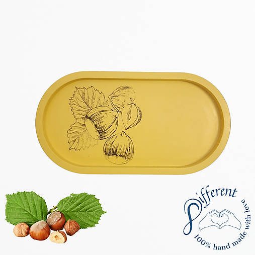 Nádoby - Oválna tácka - HAZELNUT (jesmonite) - 13852768_