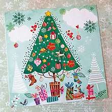 Papier - Vianočný stromček - pohľadnica zdobená glitrami - 13858063_