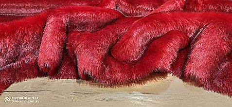 Textil - Kožušina umelá - cena za 10 cm (Elegantná červená) - 13857325_