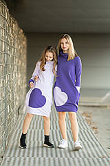 Šaty - Teplákové šaty"mama a dcéra ♥" Naya Purple POSLEDNÉ KUSY - 13857561_