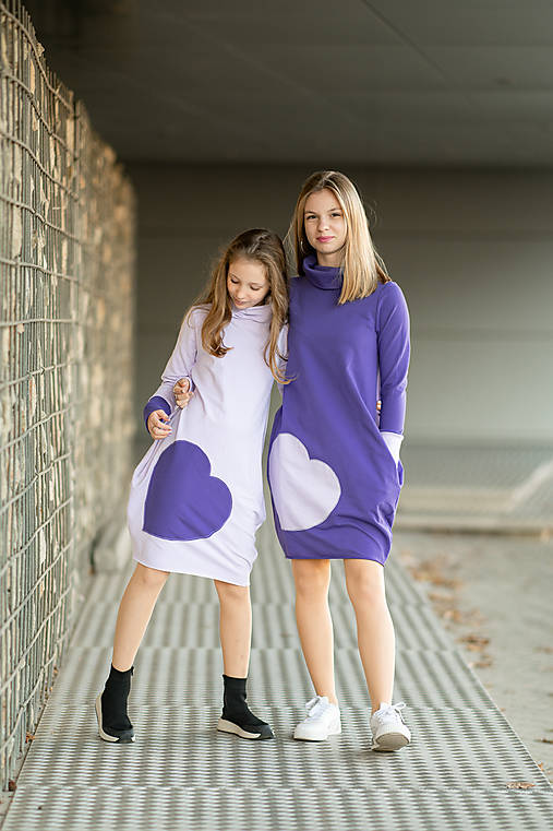 Šaty - NAYA Purple teplákové šaty "mama a dcéra ♥" POSLEDNÉ KUSY - 13857561_