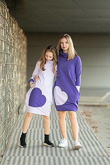 Šaty - Teplákové šaty"mama a dcéra ♥" Naya Purple POSLEDNÉ KUSY - 13857561_