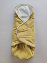 Detský textil - Fusak do kočíka zo 100% ovčej vlny MERINO top super wash Softshel MUSTARD - 13858554_