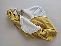 Detský textil - Fusak do kočíka zo 100% ovčej vlny MERINO top super wash Softshel MUSTARD - 13858560_