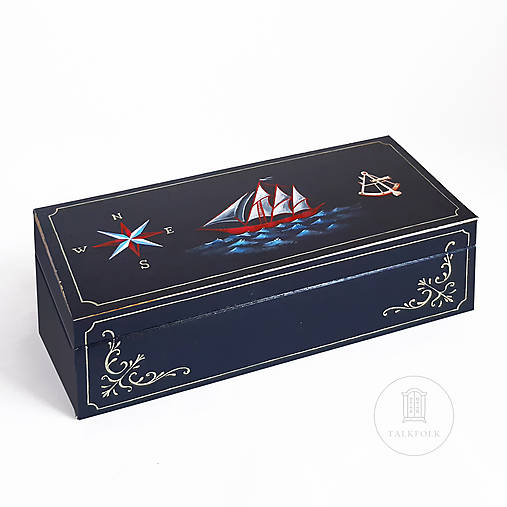 Puzdro s plachetnicou (ručne maľované)  (D24-V7-S11cm bez priecinkov)