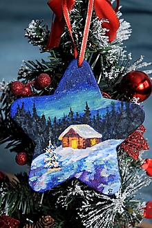 Obrazy - Ručne maľovaná vianočná ozdoba - 13855362_