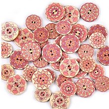 Galantéria - Gombík drevený etno ružový - 13857926_