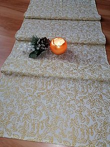Úžitkový textil - Vianočná štóla ZLATO NA BIELEJ - 13855535_