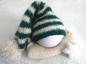Detské oblečenie - Newborn vianočné oblečko (smotanovo-zelený set) (Čiapočka sleepy hat) - 13854899_