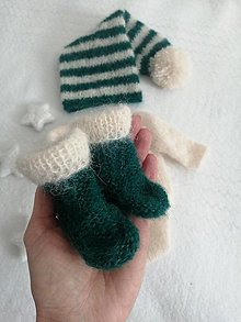Detské oblečenie - Newborn vianočné oblečko (smotanovo-zelený set) (Ponožtičky) - 13854903_