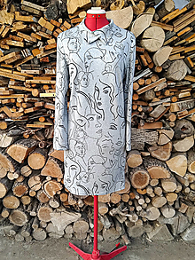 Šaty - Úpletové mini šaty s golierom (rôzne varianty látok) (Šedá - tváre) - 13856359_