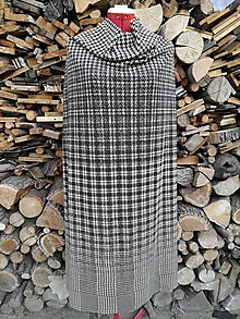 Šaty - Úpletové mini šaty s golierom (rôzne varianty látok) (Hnedá - kohútia stopa ~ káro) - 13856371_