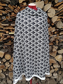 Šaty - Úpletové mini šaty s golierom (rôzne varianty látok) (Čierno-biela) - 13856389_