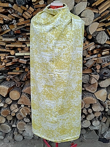 Šaty - Úpletové mini šaty s golierom (rôzne varianty látok) (Žlto-biela) - 13856421_