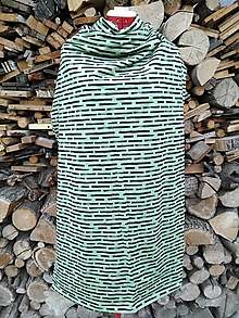 Šaty - Úpletové mini šaty s golierom (rôzne varianty látok) (Zelená - čiarky) - 13856440_