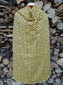 Šaty - Úpletové mini šaty s golierom (rôzne varianty látok) (Žltá - škvrny) - 13856476_