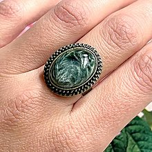 Prstene - Seraphinite Vintage Bronze Ring / Prsteň s pravým serafinitom - 13859602_