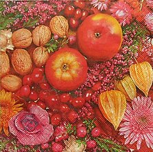 Papier - S1042 - Servítky - jeseň, jablko, orech, apple, autumn, ruža, roses - 13859959_