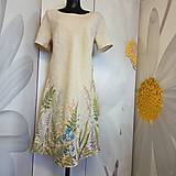 Šaty - Ručne maľované béžové ľanové šaty " Lúčne II. " - 13862158_