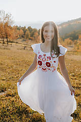 Šaty - Svadobné šaty Motýľ (Červená výšivka) - 13862643_