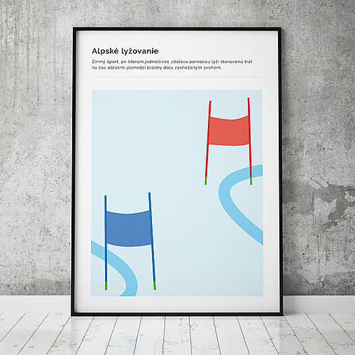 Grafika - LYŽOVANIE, minimalistický print - 13862472_