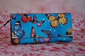 Peňaženky - Motýli na modré - 13859418_