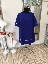 Šaty - Vyšívané modré šaty so srdciami - 13861255_