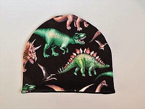 Detské čiapky - Dino svet úpletová čiapka, nákrčník alebo set (Čiapka) - 13864897_